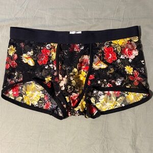 Black Floral Lace Men's Boxer Briefs